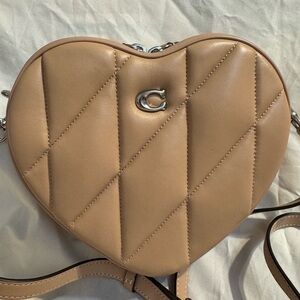 Coach Tan Quilted Heart Crossbody Bag w/Adjustable Strap